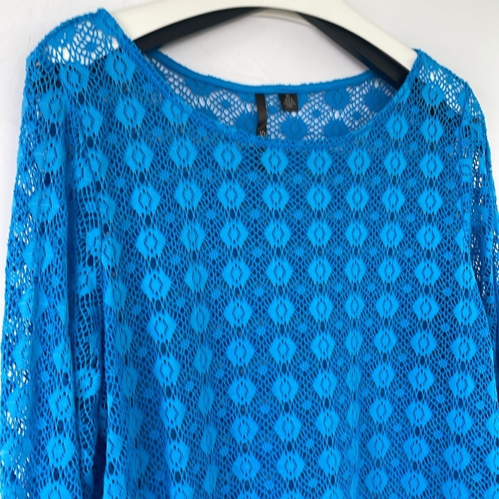 Skye's the Limit Vibrant Blue Lace Blouse Cover Up XL - Picture 10 of 14